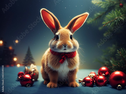 Fototapeta Naklejka Na Ścianę i Meble -  charistmas rabbit background