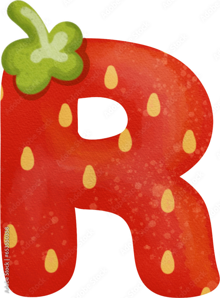Letter R Strawberry Strawberry alphabet letter A-Z PNG paper texture Stock Illustration ...