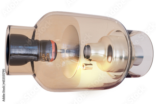 X-ray generator tube 3D rendering image used for medicine isolated on white background.Clipping path.