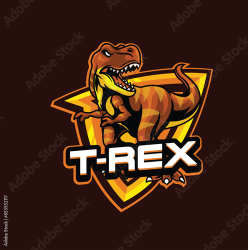 Vector illustration of trex mascot logo template for sport team and gaming team