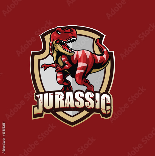 Vector illustration of trex mascot logo template for sport team and gaming team