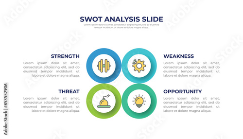 SWOT analysis or strategic planning infographic template design.