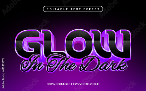 glow in the dark text effect editable video cover and banner text style, 3d typography template