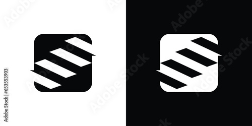 The ladder logo design in the box is made in an abstract and negative space style,