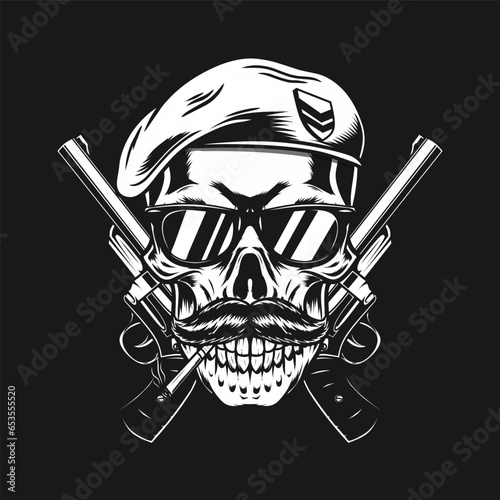 Soldier Skull with mustache vector illustration