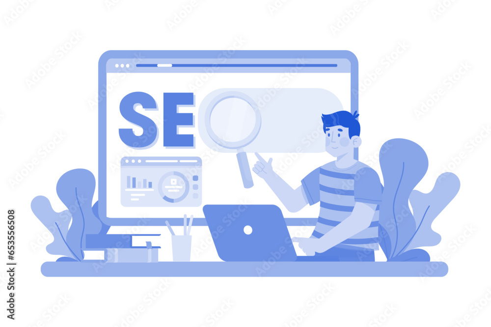Digital marketer crafting SEO strategy for new website. Digital marketer crafting SEO strategy for new website.
