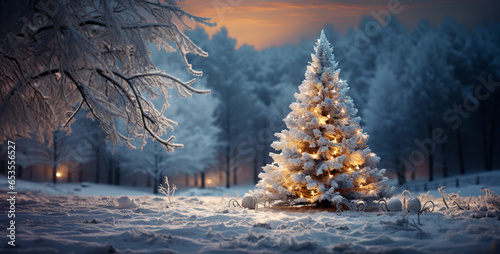christmas tree outdoor snow vector, christmas winter landscape with trees and snow. Generative Ai content © Kashif Ali 72