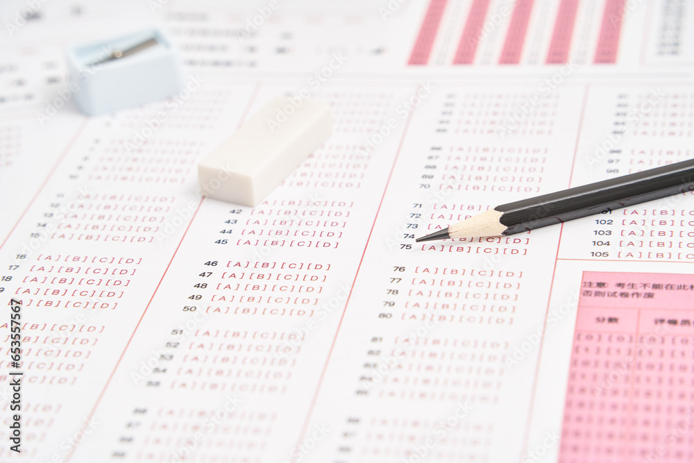 Multiple Choice Test Form and pencil Multiple Choice Test Form and pencil