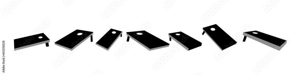 Vector detailed silhouettes set of Cornhole board isolated on white background. Vector illustration. Vector detailed silhouettes set of Cornhole board isolated on white background. Vector illustration.