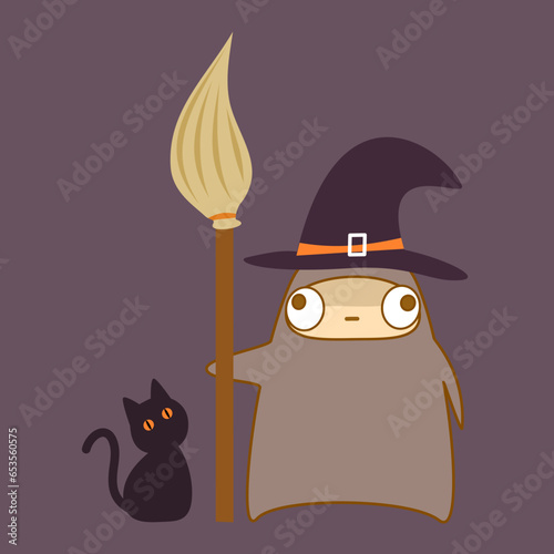 pretend to be a witch with black cat halloween