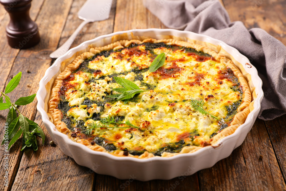 vegetable quiche- spinach and cheese savory quiche