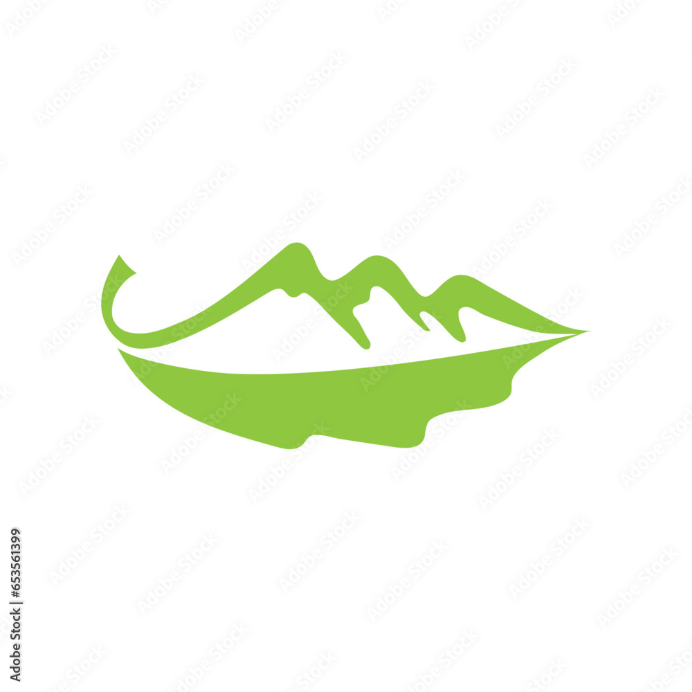 Mountain Logo Template Vector leaf shape