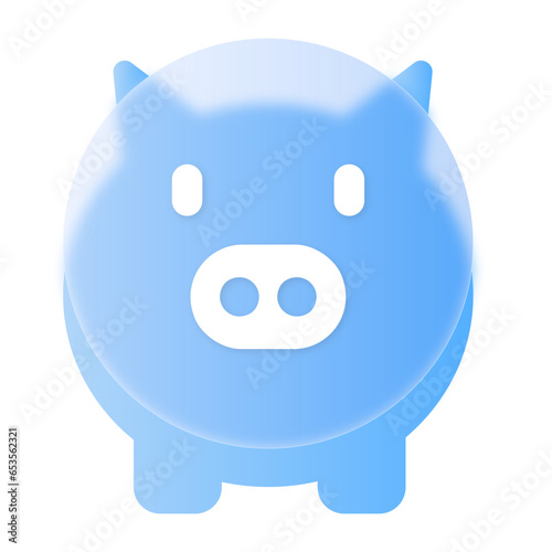 Piggy Bank Glassmorphism UI Icon Sign and Symbol Design Illustrator Png Svg	