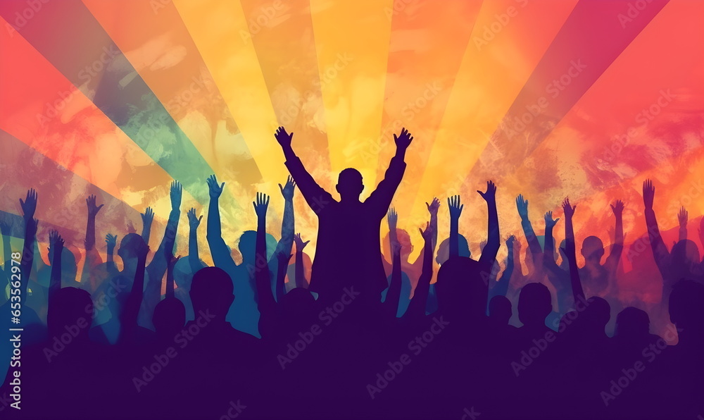 Dancing people silhouettes, people dancing at the party, colorful background Dancing people silhouettes, people dancing at the party, colorful background