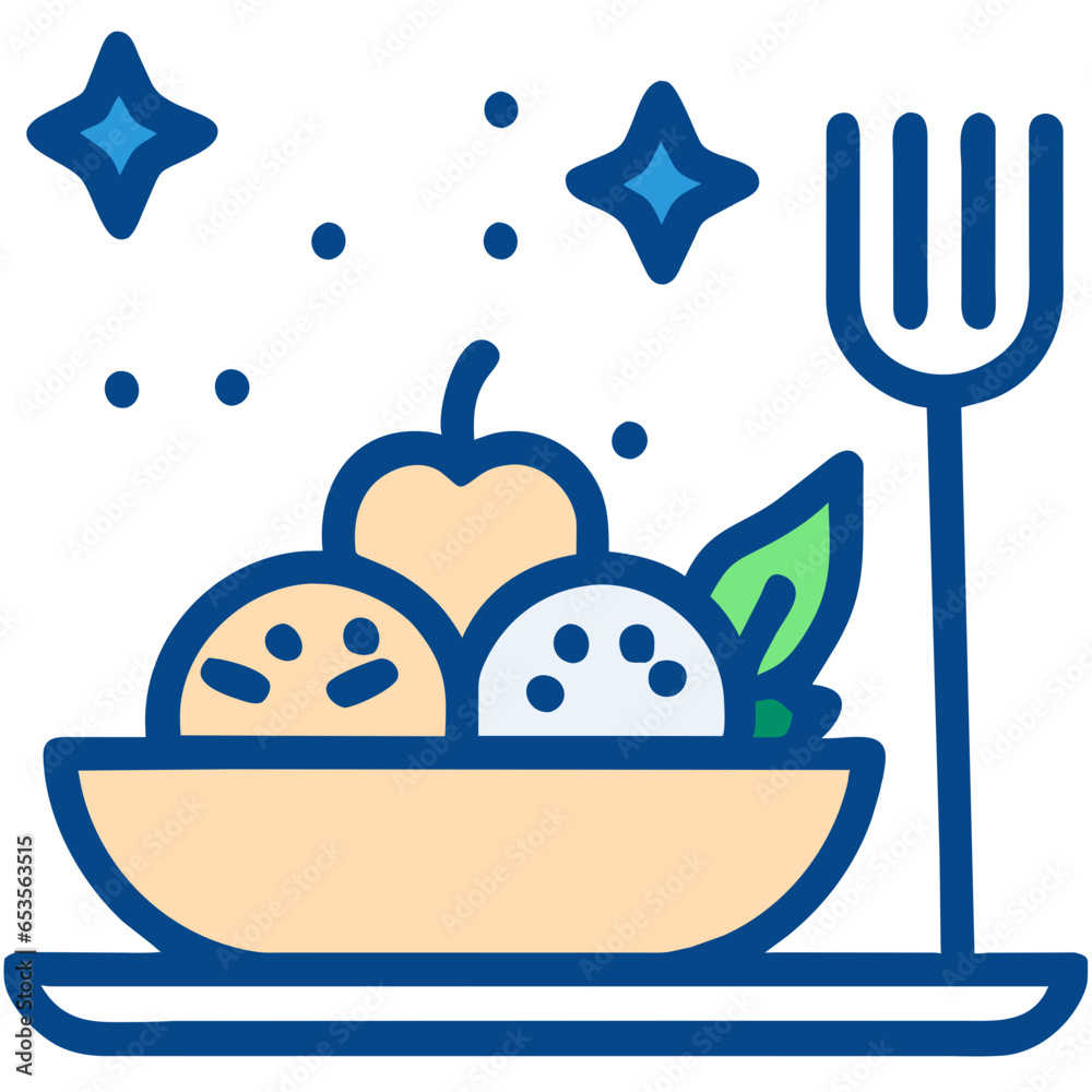 Fototapeta premium food icon on the table in a plate colored 