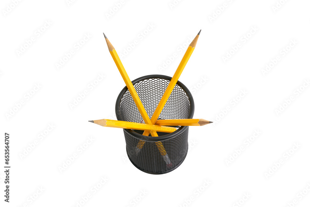 Pen holder full of pencils on isolated background Pen holder full of pencils on isolated background