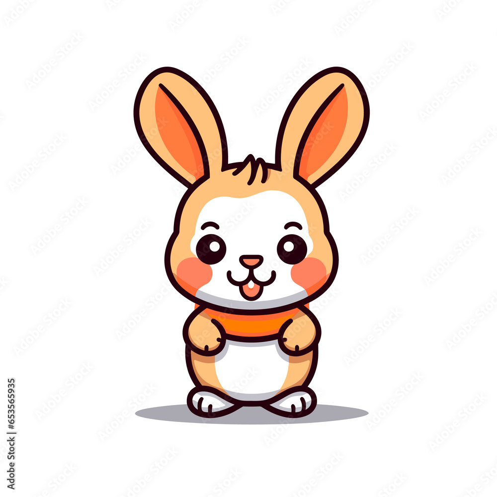 Fototapeta premium Rabbit standing Cartoon PNG, illustration For Tshirt, Mug