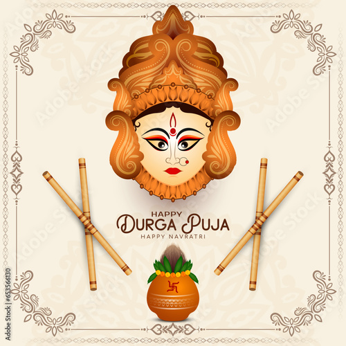 Happy Navratri and Durga puja cultural indian festival card design