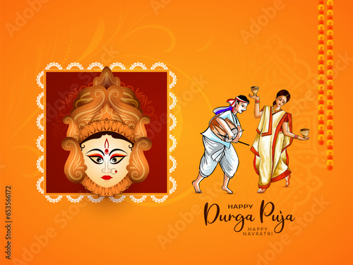 Happy Navratri and Durga puja cultural indian festival card design