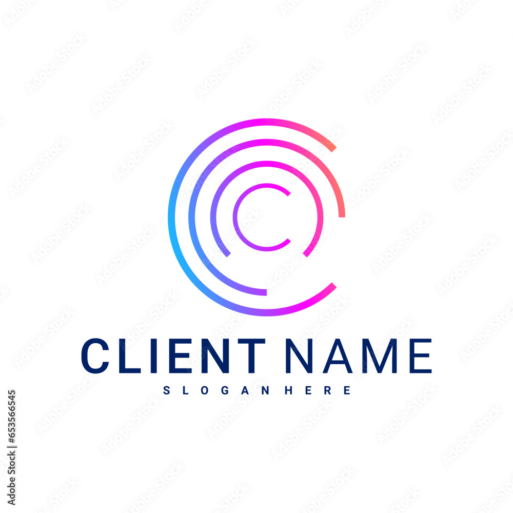 Modern and Minimal letter C logo. Simple initial C monogram logo design vector template.