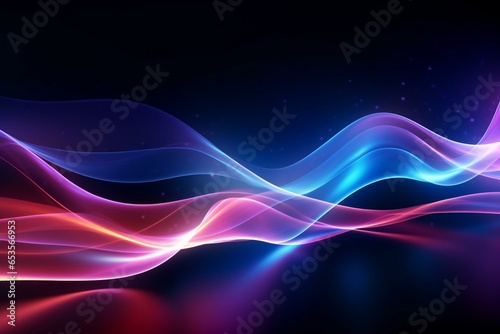 Futuristic background with bright neon waves and electrifying light effect. Generative AI
