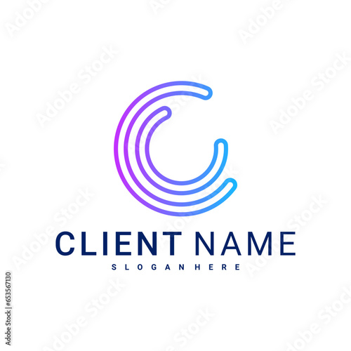 Modern and Minimal letter C logo. Simple initial C monogram logo design vector template.