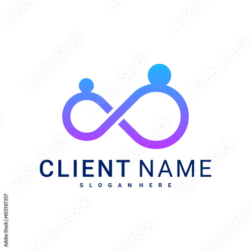 People logo design, human with infinity icon combination, people Logo design template, vector illustration