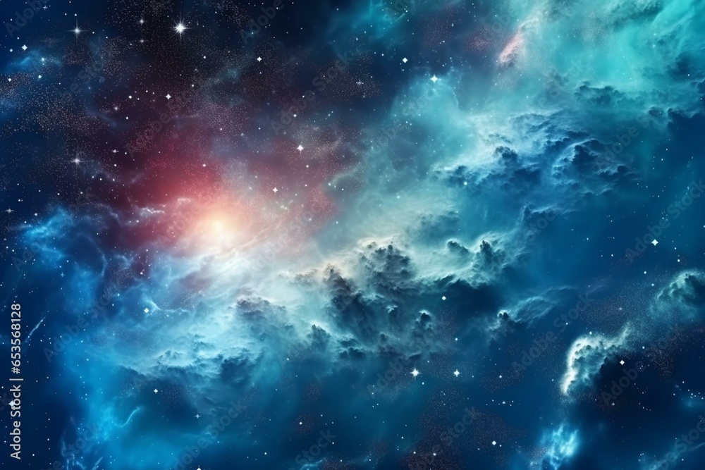 Background of starry sky and celestial clouds in outer space. Generative AI