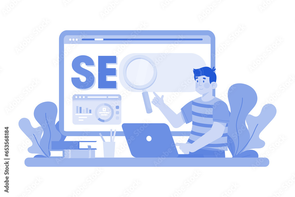 Digital marketer crafting SEO strategy for new website. Digital marketer crafting SEO strategy for new website.