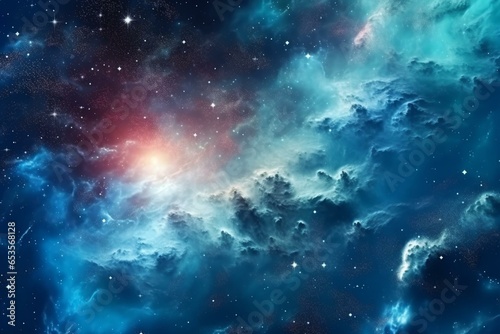 Background of starry sky and celestial clouds in outer space. Generative AI