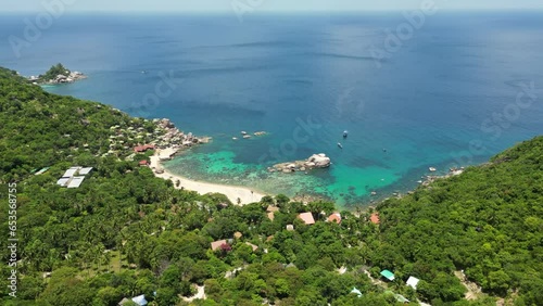Wallpaper Mural Overview Of Tanote Bay With Coral Reef Under Clear Shallow Sea On Koh Tao Island In Thailand. aerial Torontodigital.ca