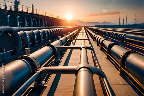  Large oil pipeline and gas pipeline in the process of oil refining and the movement of oil and gas photo