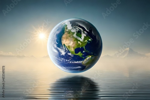 3d render of the earth on transparent background , green environment representation 