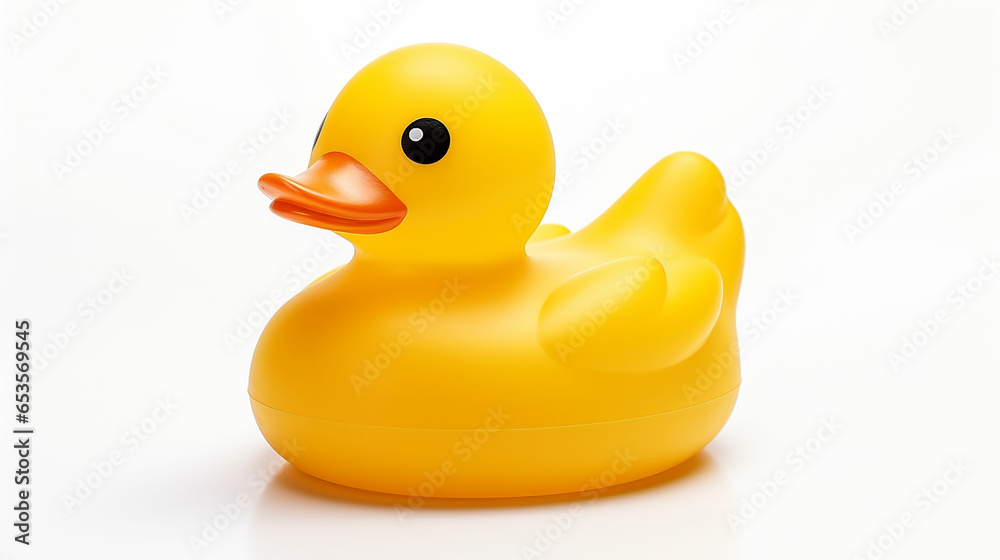 Yellow rubber Duck toy isolated on white background. Made with generative ai Yellow rubber Duck toy isolated on white background. Made with generative ai