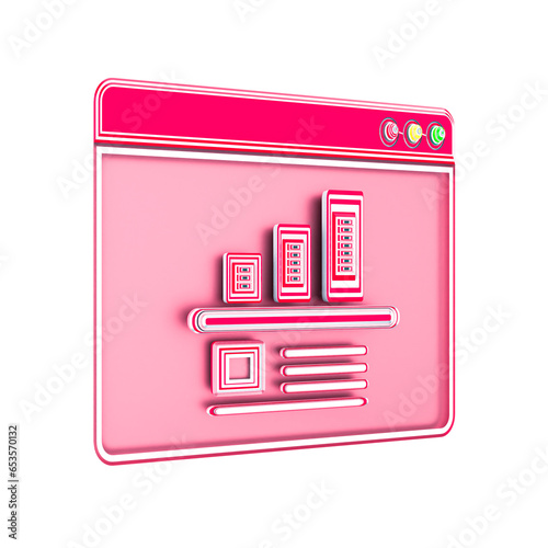 3D Icon with Tabbed Page and Chart Description
