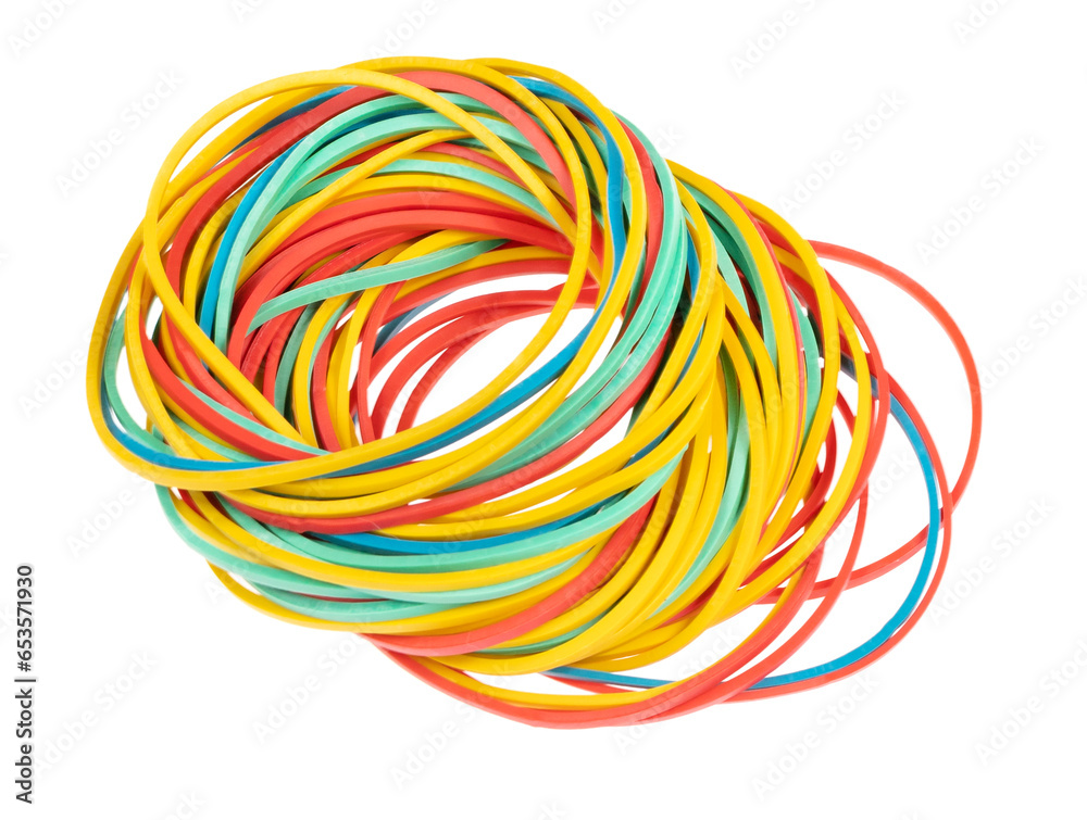 colorful rubber bands for money isolated white background close up
