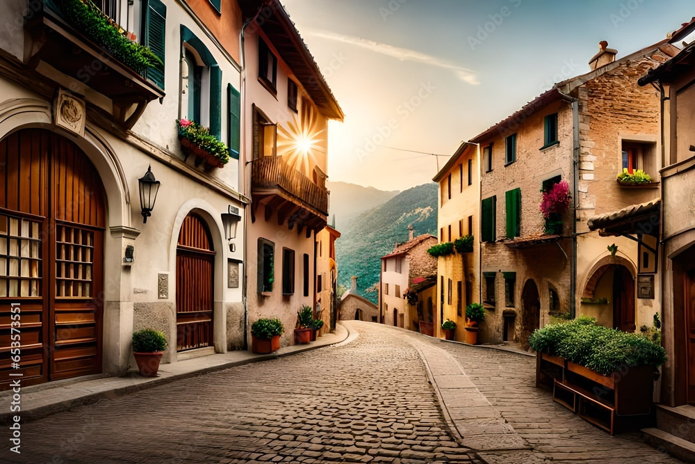 Naklejka premium narrow street