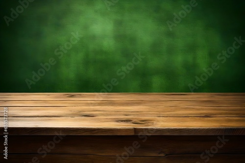 green chalkboard with wooden table