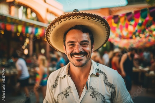 Mexican man with sombrero hat smiling at the camera.