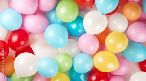 Colorful party balloon background with dozens of balloons 