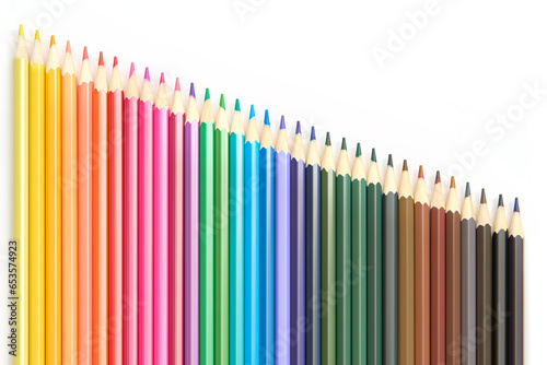 colorful rainbow pencils over white background, back to school concept, school and creativity concept