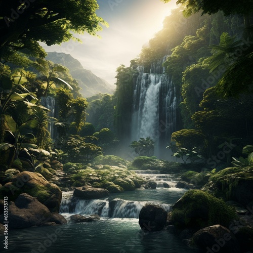 garden of eden waterfall nature cinematic