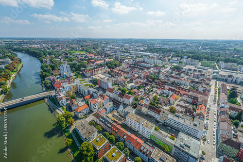 Ausblick auf die Innenstadt von Neu-Ulm in Schwaben