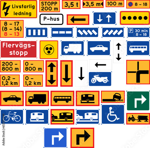 All Signs Additional panels on a canvas, Road signs in Sweden