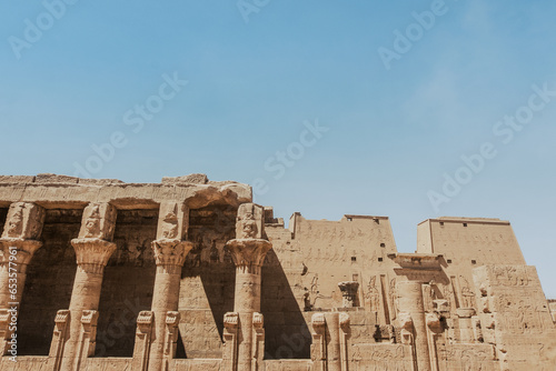 Ornate Details of an Egyptian Temple Facade. Egypt Summer Travel