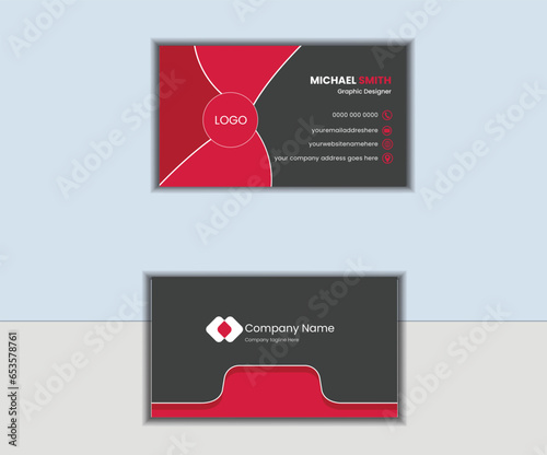 Double-sided creative and elegant business card template. Vector illustration red print modern card design