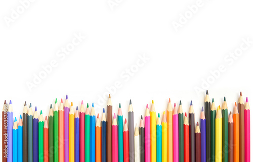 colorful rainbow pencils over white background, back to school concept, school and creativity concept