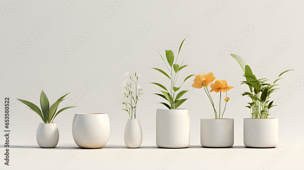 Minimalist White Planters: Plants in Clean, White Pots on a White Background
Minimalist White Planters: Plants in Clean, White Pots on a White Background