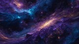 abstract digital background that evokes a sense of cosmic wonder and exploration. The background should be primarily dark with a rich, deep, and velvety black