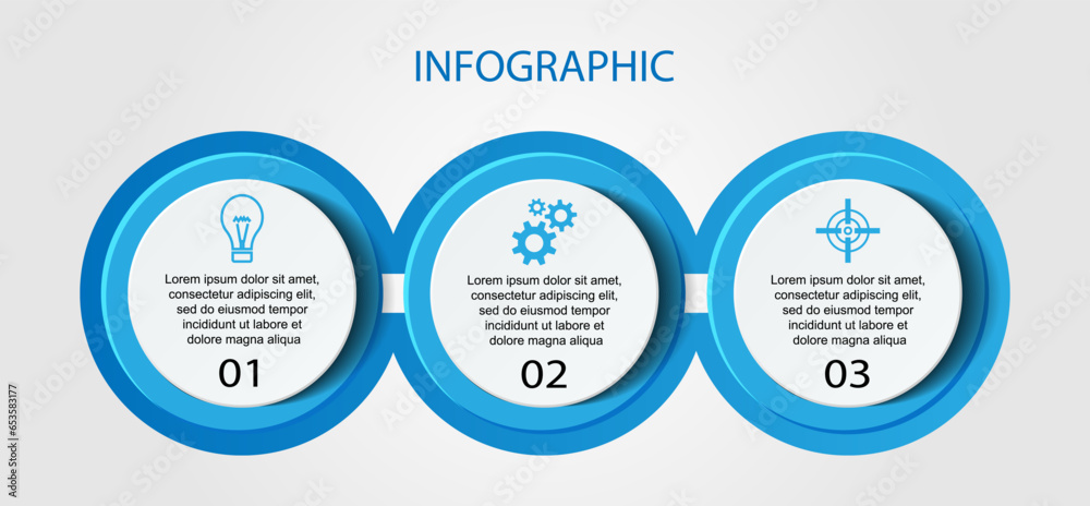 Minimal Business Infographics template. Timeline with 3 steps, options and marketing icons .Vector linear infographic with two conected elements. Can be use for presentation.